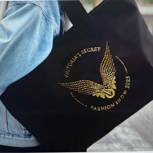 Victoria's Secret Black Tote with Gold Wing Design